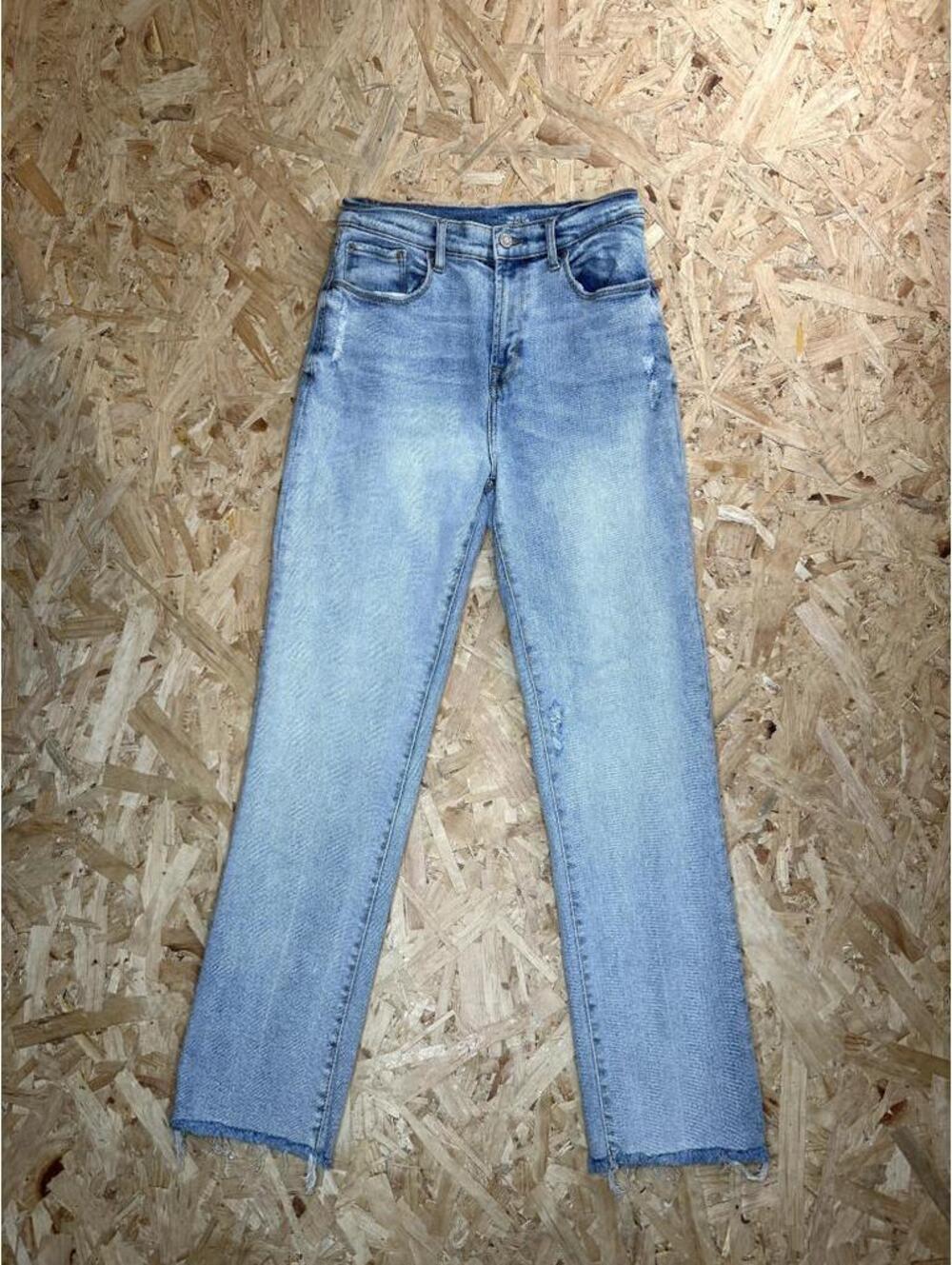 Kensie Jeans Womens 8/29 The Juliet High Rise Slim Blue Denim Distressed Raw Hem